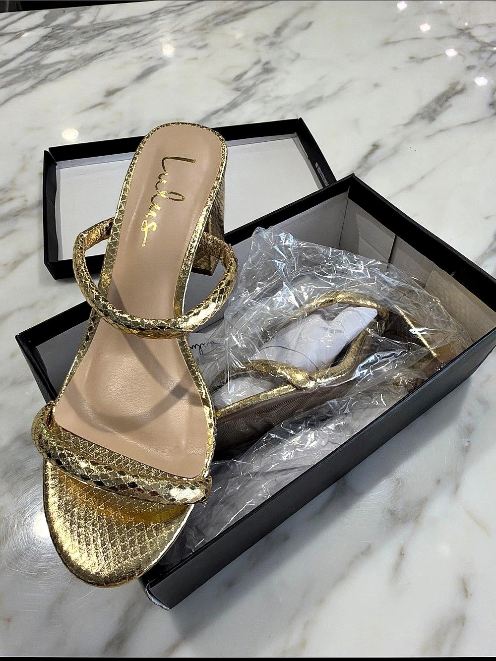 Lulus Karilyn Gold Heeled Sandals US 8 NWT